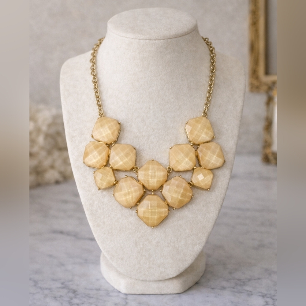 Gold and Cream Geometric Necklace